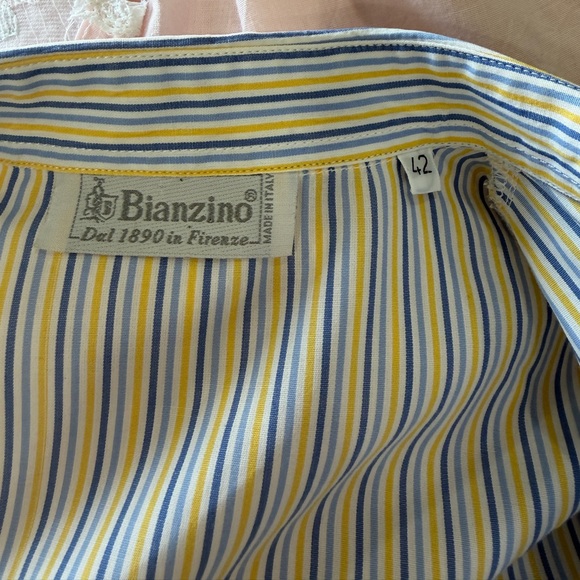 Made in Italy Button Down Striped 100% Cotton Shirt - Picture 4 of 9